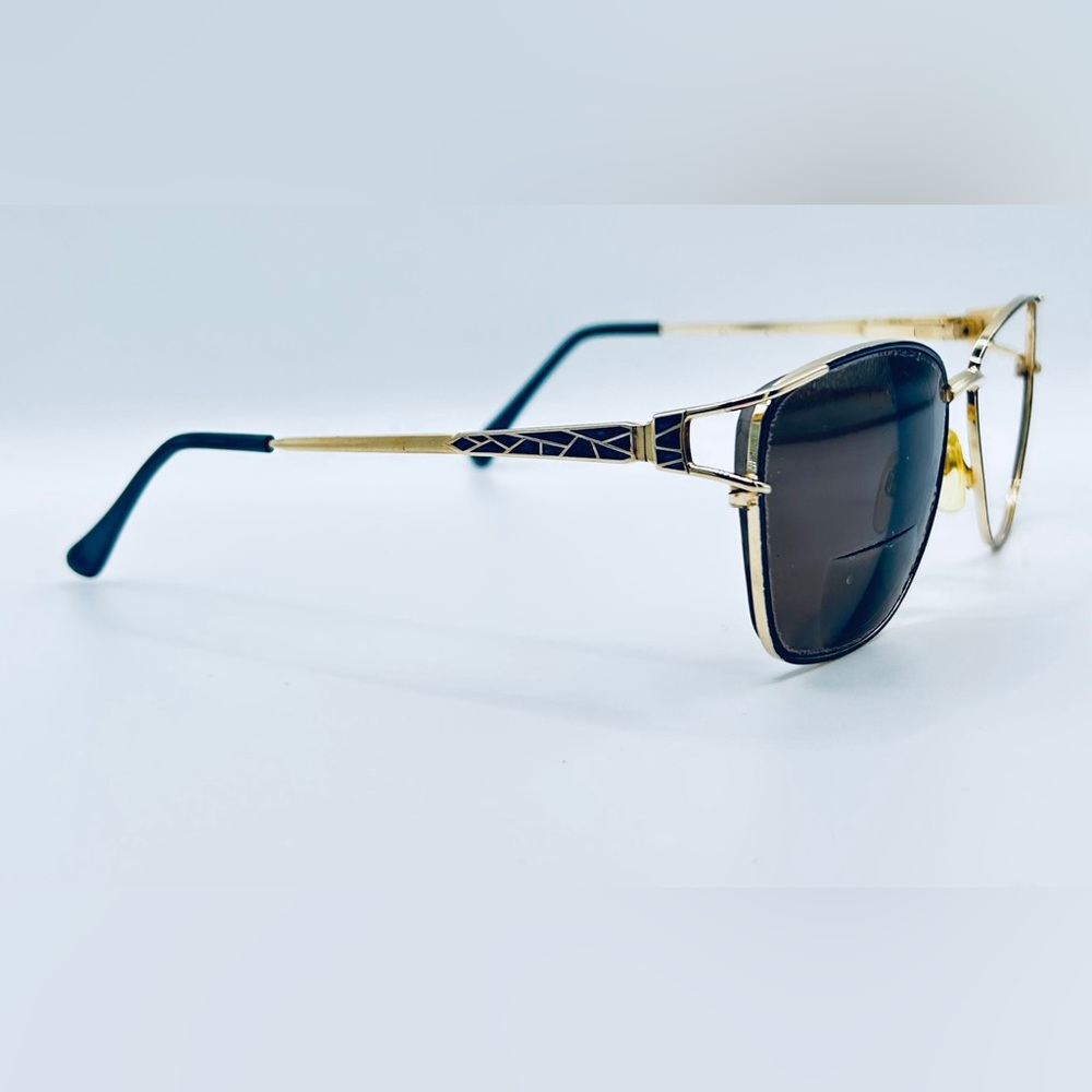 Vintage Menrad Gold Blue Oval Sunglasses Frames Only - Picture 1 of 8